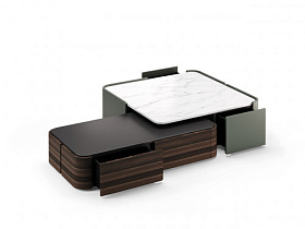 Журнальный столик Arizona 2 мрамор Carrara/оливково-зеленый лак