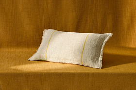 Чехол для подушки Lidore из бежевого льна с желтыми полосами, 30 x 50 см