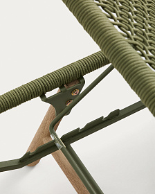 Шезлонг Dandara из зеленой стали и веревки на ножках из массива акации