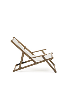 Cкладное кресло Vilara для улицы из акации и текстиля белого цвета