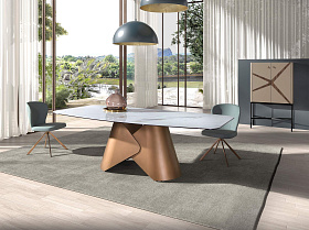 Высокий буфет 3280 из кожи, ореха и черной стали