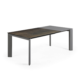 Стол Atta 140 (200) x90 антрацит, темно-коричневый, керамика