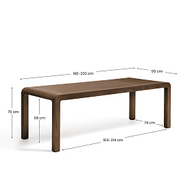 Раздвижной стол Erisia из массива дуба с отделкой под темный орех, 180 (230) x 90 см