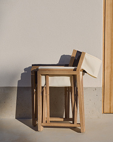 Складной стул Vilara для улицы из акации и текстиля белого цвета