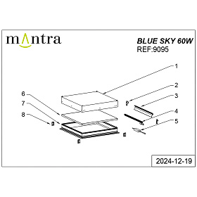 9095 Встраивамое светодиодное окно BLUE SKY
