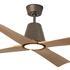 Потолочный вентилятор TYPHOON DC Ш1300MM коричневый 4P древесный IP44 19W 3000K