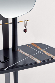 Консоль с зеркалом Momentos мрамор Sahara Noir / черный ясень