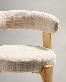 Барный стул Granite из бежевой синели и ясеня с натуральной отделкой 75 см