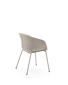 Стул Yvette из бежевого шенилла и стальными ножками бежевого цвета