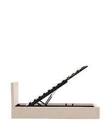 Кровать Nahiri бежевого цвета из шенилла с ящиком для хранения 90 x 200 см