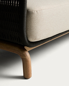 Уличный диван Alipa из акации и темно-серой веревки 235 см