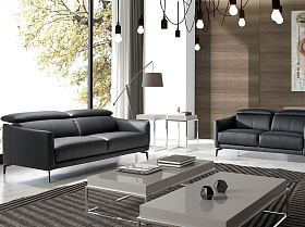 Диван 3-х местный 6059/5359-3P черный кожаный