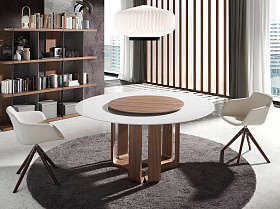 Круглый обеденный стол 1137/DT935 из керамики с мраморной отделкой