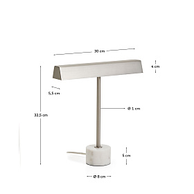 Настольная лампа Lynor из матового металла с основанием из белого мрамора