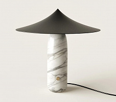 Настольная лампа Kine белый мрамор - черный металлический абажур