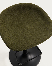 Барный табурет Danua из зеленой синели и матовой черной стали, 68-89 см