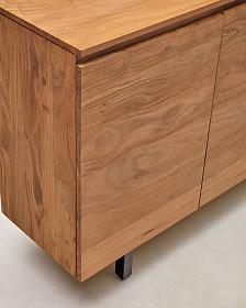 Тумба под телевизор Uxue с 3 дверцами из массива акации с беленой отделкой 150 x 58 см