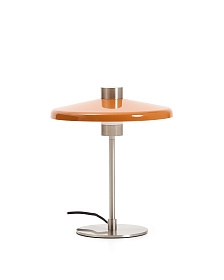 Настольная лампа Nuvira из светло-серого матового металла с оранжевым абажуром