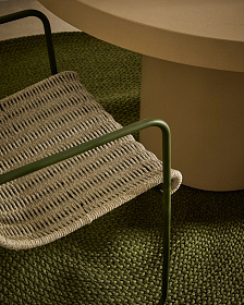 Стул Maurina из оцинкованной стали зеленого цвета и экрю и серым шнуром