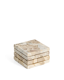 Набор из 4 квадратных подставок Malder из бежевого мрамора