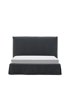 Jaira Кровать антрацитового цвета со съемным чехлом для матраса размером 160 х 200