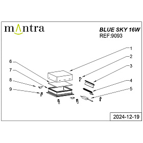 9093 Встраивамое светодиодное окно BLUE SKY