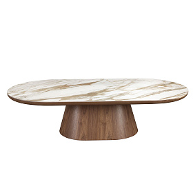 Журнальный стол 2160 из керамики в мраморной отделке и ореха