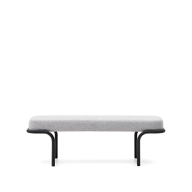 Compo Скамья из серой ткани и черного металла 130 см