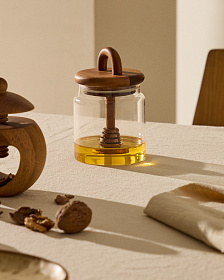 Nukha Банка для меда из стекла и 100% древесины акации FSC