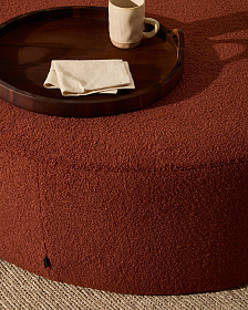 Kaeli Пуф для ног со съемным чехлом из терракотового букле Ø 90