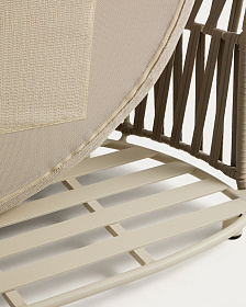 Изогнутый модуль уличного дивана Osani из алюминия экрю и веревки цвета таупе 167 см