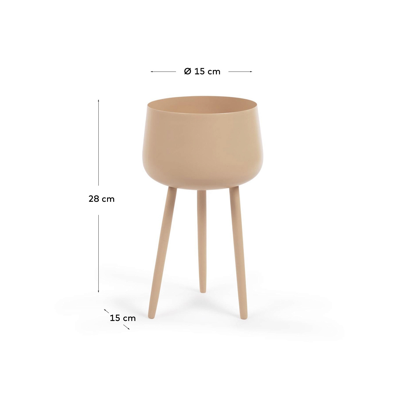 Горшок Apia бежевый металлический на ножках Ø 15 cm