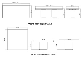 Стол обеденный квадратный Pacific MOCCA 180х180