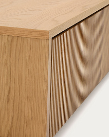 Тумба под телевизор Helvine с 4 ящиками из дубового шпона и закаленного стекла, 200 x 40