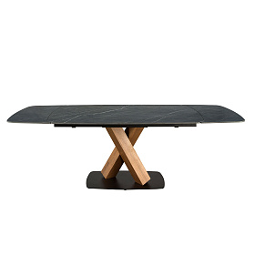 Раздвижной обеденный стол 1149 из керамики с мраморной отделкой и ореха