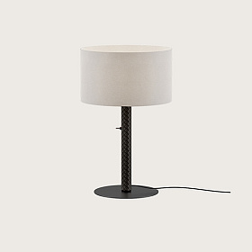 Настольная лампа Coco S1342 черный металл/черная кожа с абажуром 801011/35