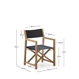 Складное уличное кресло Vilara из акации и текстиля черного цвета