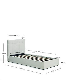 Кровать Darnela из шенилла цвета экрю, для матраса 90 x 200 см