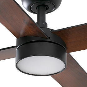 Потолочный вентилятор RUDDER L 4 Ш1320MM черный/орех 4P 18W LED CCT DIM TUYA