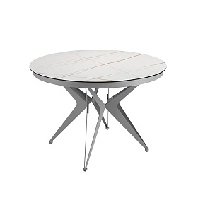 Круглый раздвижной обеденный стол 1119/MC22018DT из мраморной керамики и стали