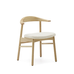 Стул Timons из бежевой синели из массива дуба с натуральной отделкой FSC Mix Credit