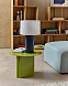 Toneric Настольная лампа керамическая с синей отделкой, хлопковым абажуром