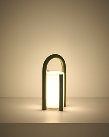 Портативная настольная лампа Leros из полиэтилена и стали зеленого цвета