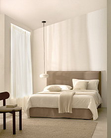 Кровать Jaira серо-коричневого цвета со съемным чехлом для матраса 180 x 200