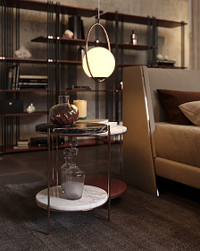 Приставной столик Stanley 1 Carrara Marble/Black/Copper Stainless