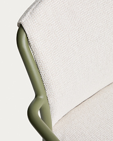 Уличный стул Linosa из зеленого алюминия с бежевой подушкой