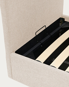 Кровать Nahiri бежевого цвета из шенилла с ящиком для хранения 90 x 200 см