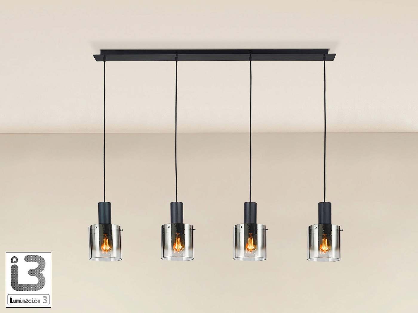 Люстра Venize 4L черный/дымчатый