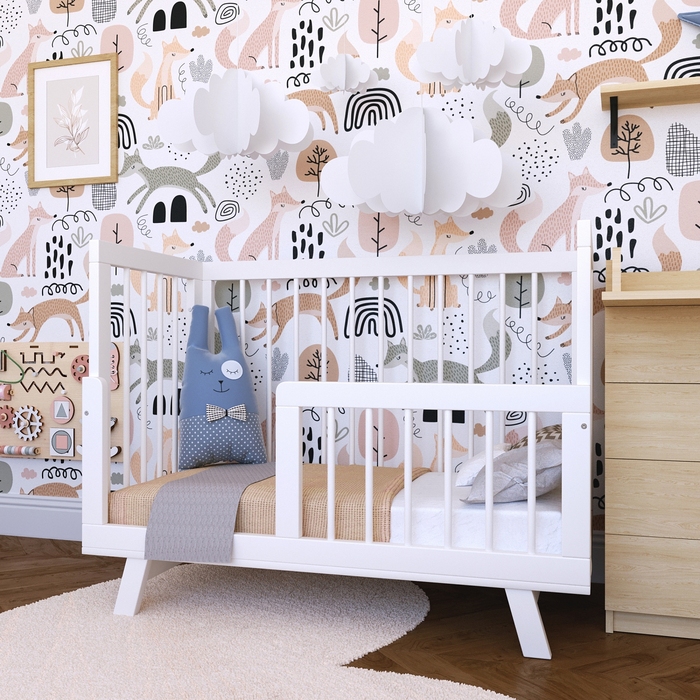 Кроватка для новорожденного Lillaland - модель Lilla Aria (НИК23)белая