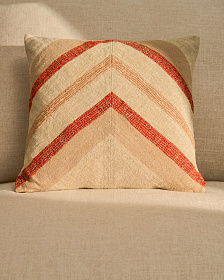 Чехол для подушки Taraia из хлопка и вискозы терракотового и бежевого цвета, 45 x 45 см